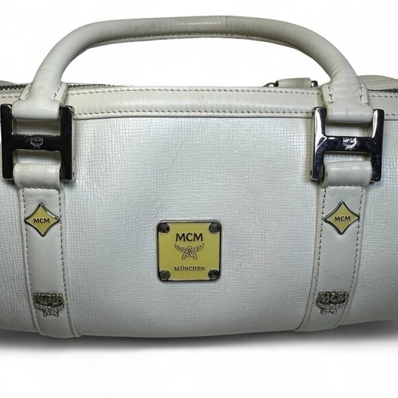 MCM White Leather Papillon Barrel Bag - Picture 3 of 15